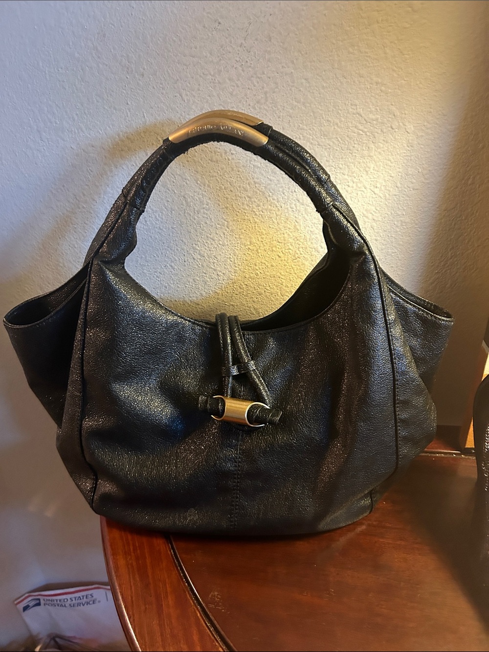 Antonio Melani Faux Leather Hobo Bag with Gold Accent